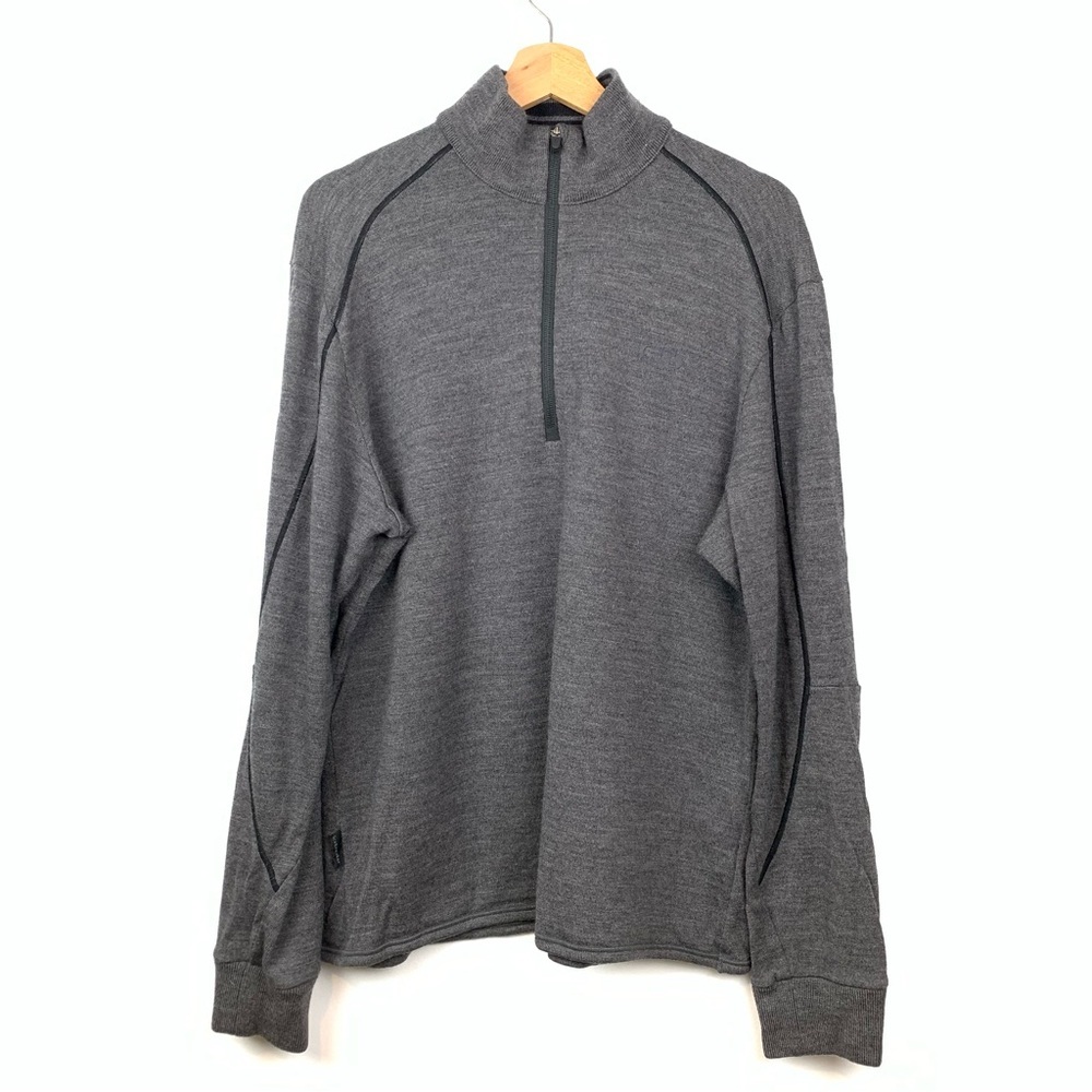 Icebreaker Sweater Base Layer Sport 320 Sz XL Merino Wool Gray 1/3 Zip Active
